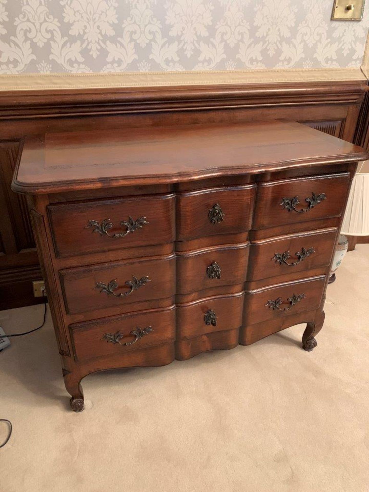 Hardwood French style chest of three drawers