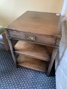 Mahogany brass bound campaign style chest of two drawers, and a matching bedside unit