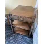 Mahogany brass bound campaign style chest of two drawers, and a matching bedside unit