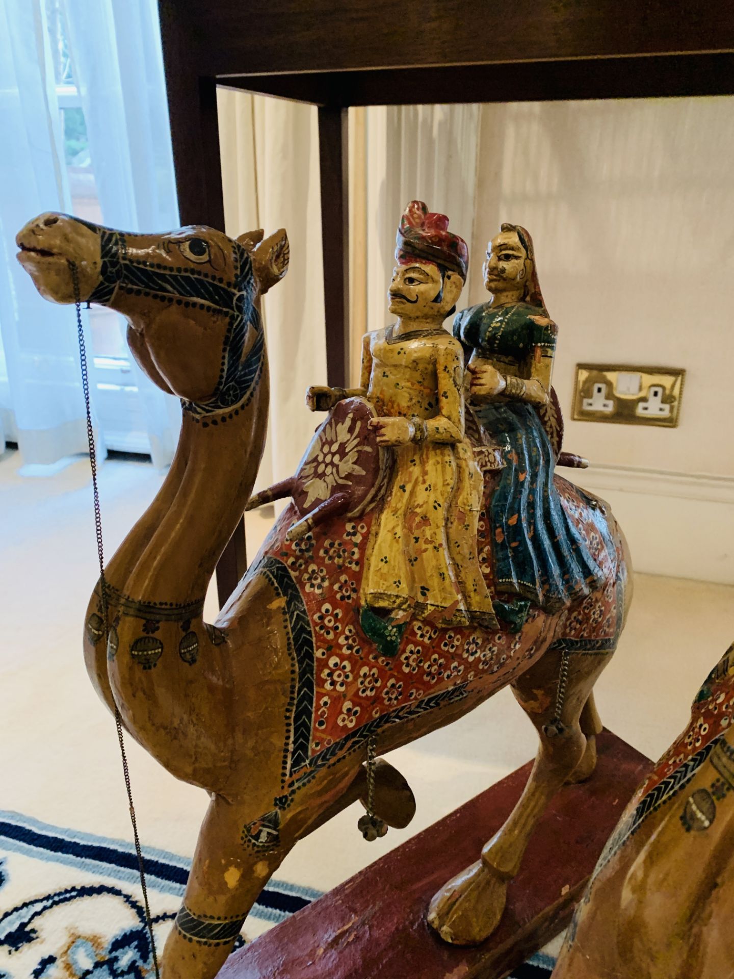 Pair of Indian carved wooden camels with riders - Image 4 of 4