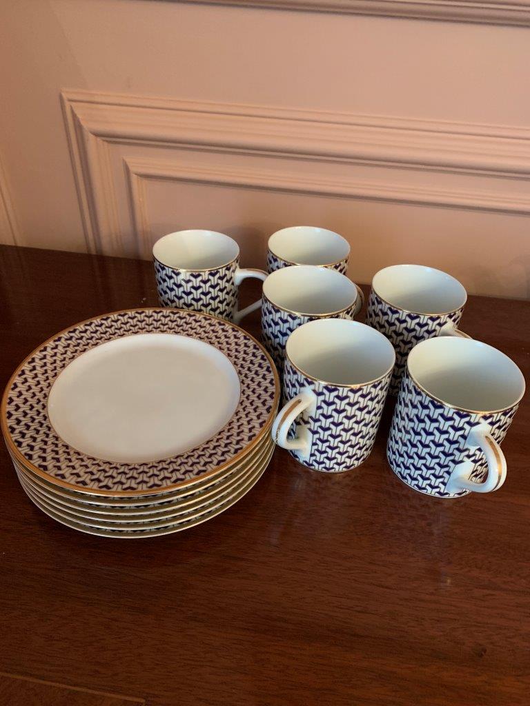 Part Wedgwood 'Dynasty' tea set; Tiffany & Co. 'Mirage' side plates and cups; and other. - Image 2 of 4