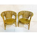 Pair of cane open arm chairs