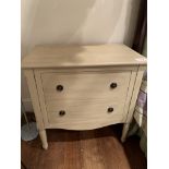 Pair of cream coloured two drawer bedside cabinets