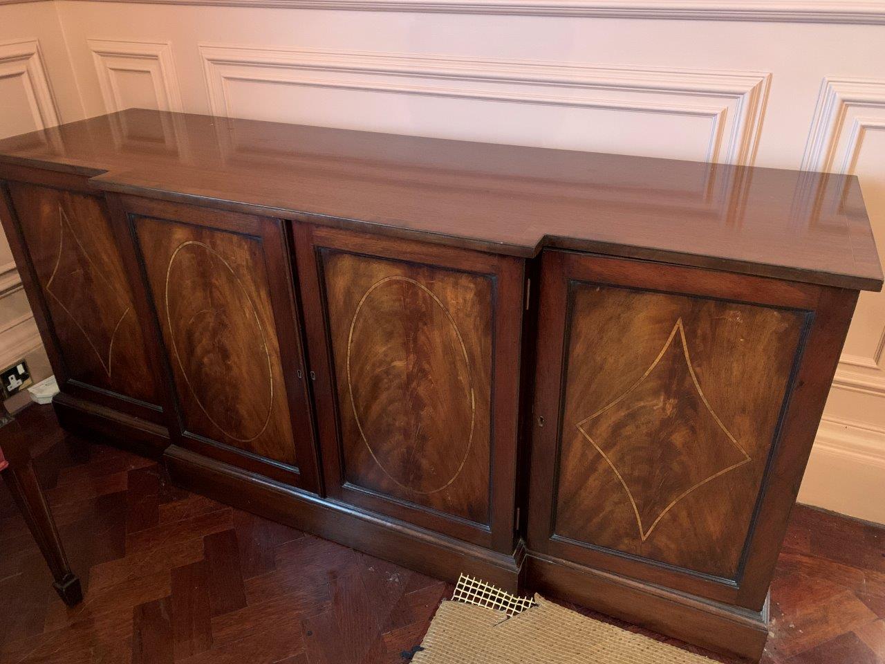 Mahogany break-front buffet