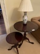 Mahogany wine table together with a mahogany wine table and a ceramic Oriental style table lamp