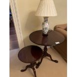 Mahogany wine table together with a mahogany wine table and a ceramic Oriental style table lamp