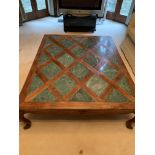 Large coffee table on cabriole legs with green marble inlay
