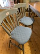 Four blue painted Windsor style chairs