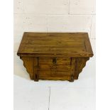 Varnished hardwood low decorative table