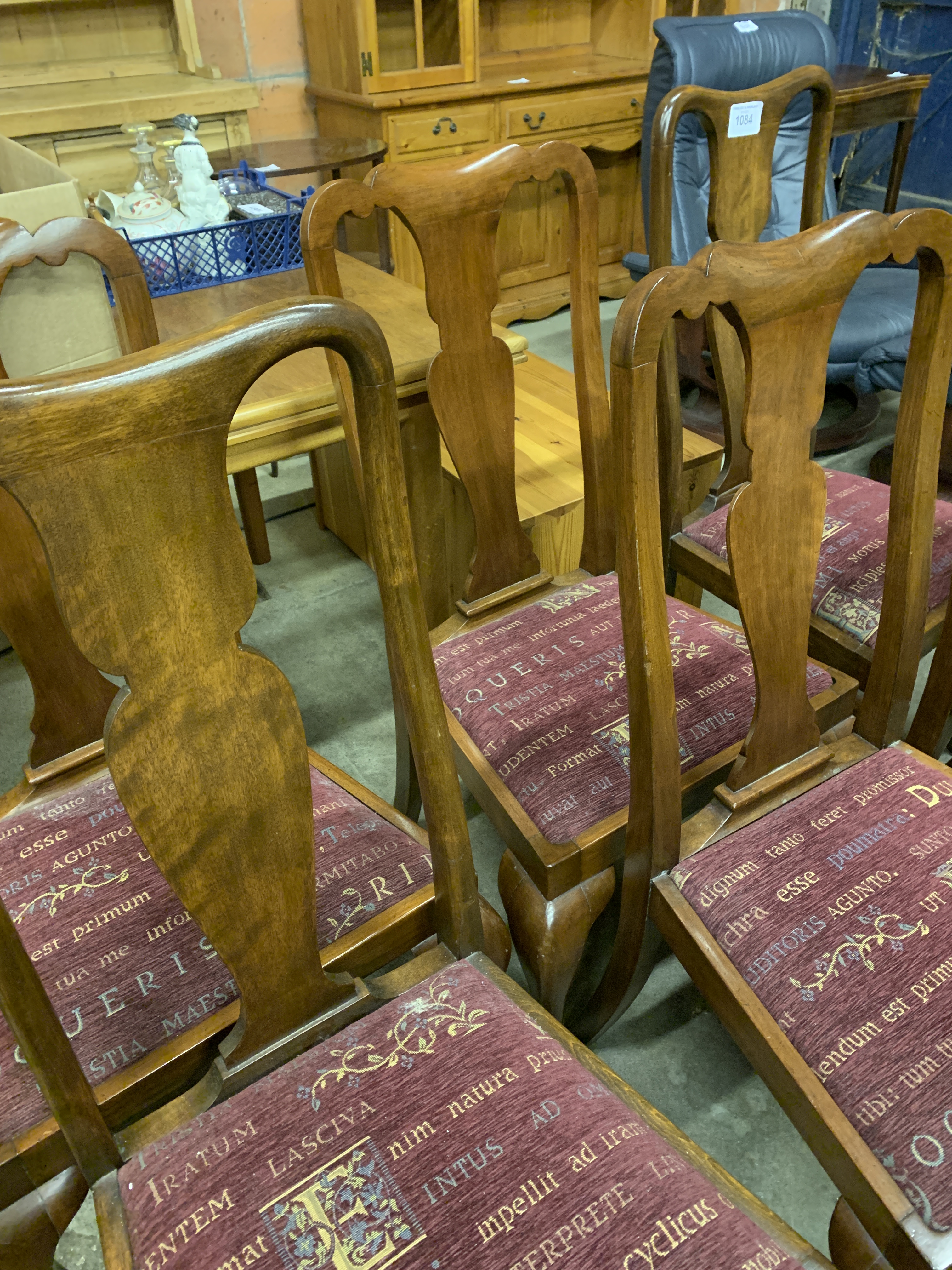 Four mahogany framed drop-in seat high splat back dining chairs, and two similar - Image 5 of 5