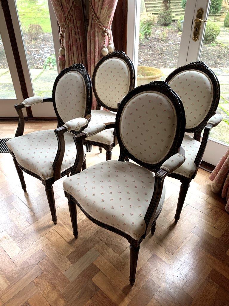 Set of four carved and upholstered elbow chairs - Image 2 of 4