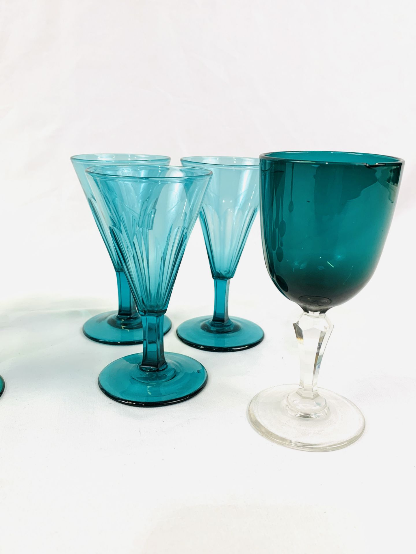 Nine Victorian green glass wine glasses. - Image 3 of 4