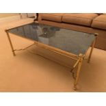 Maison Jansen style gilt metal and glass coffee table