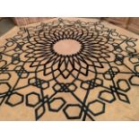 Cream and blue geometric design rug