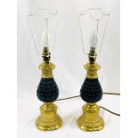 Pair of decorative brass and ceramic table lamps.