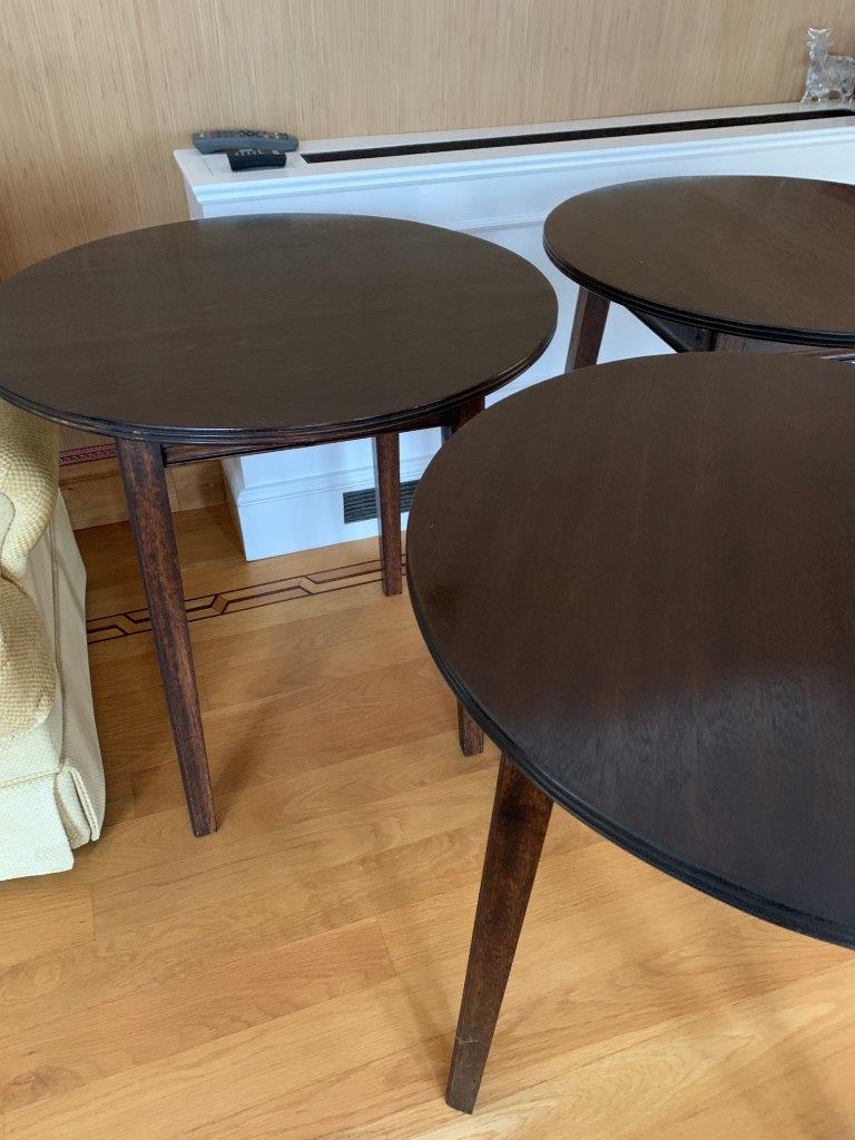 Three circular occasional tables on 4 block legs - Image 2 of 5