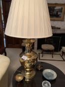 Two brass urn shaped table lamps