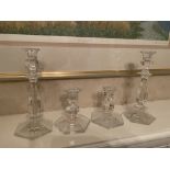 Two pairs of crystal candlesticks by Val San Lambert