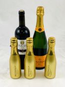 Veuve Clicquot champagne; Douro Portuguese red wine; three x 200ml bottles Bottega Gold prosecco.