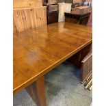 Very large mahogany veneer modern table on substantial H support