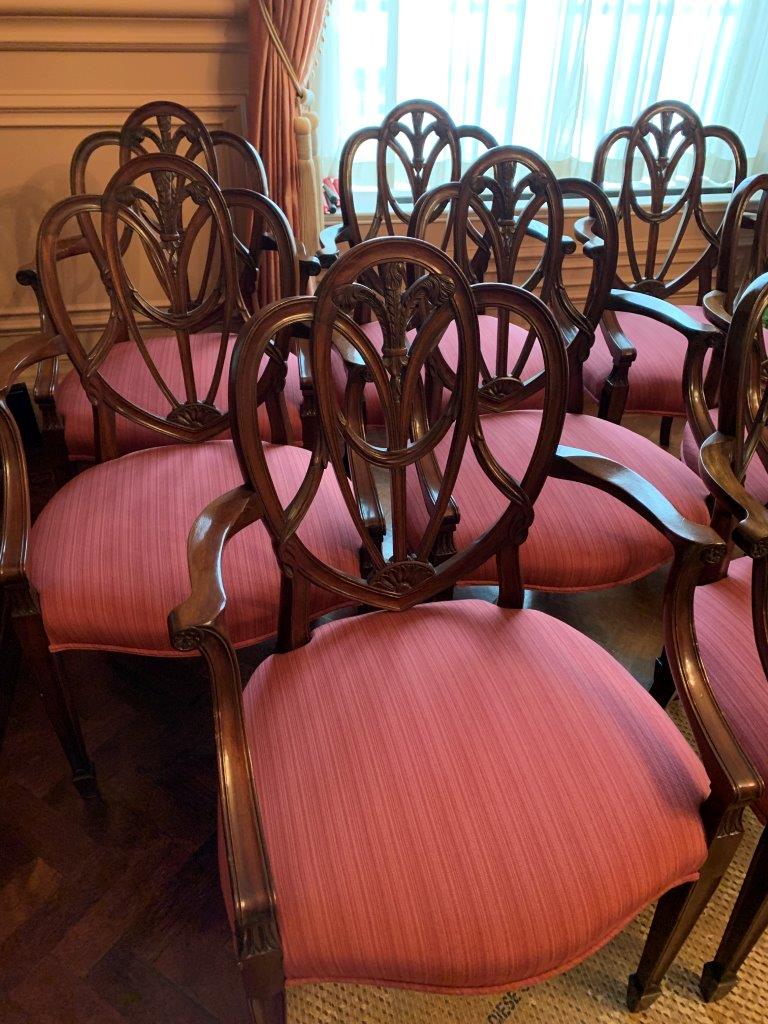 Set of 8 mahogany dining elbow chairs