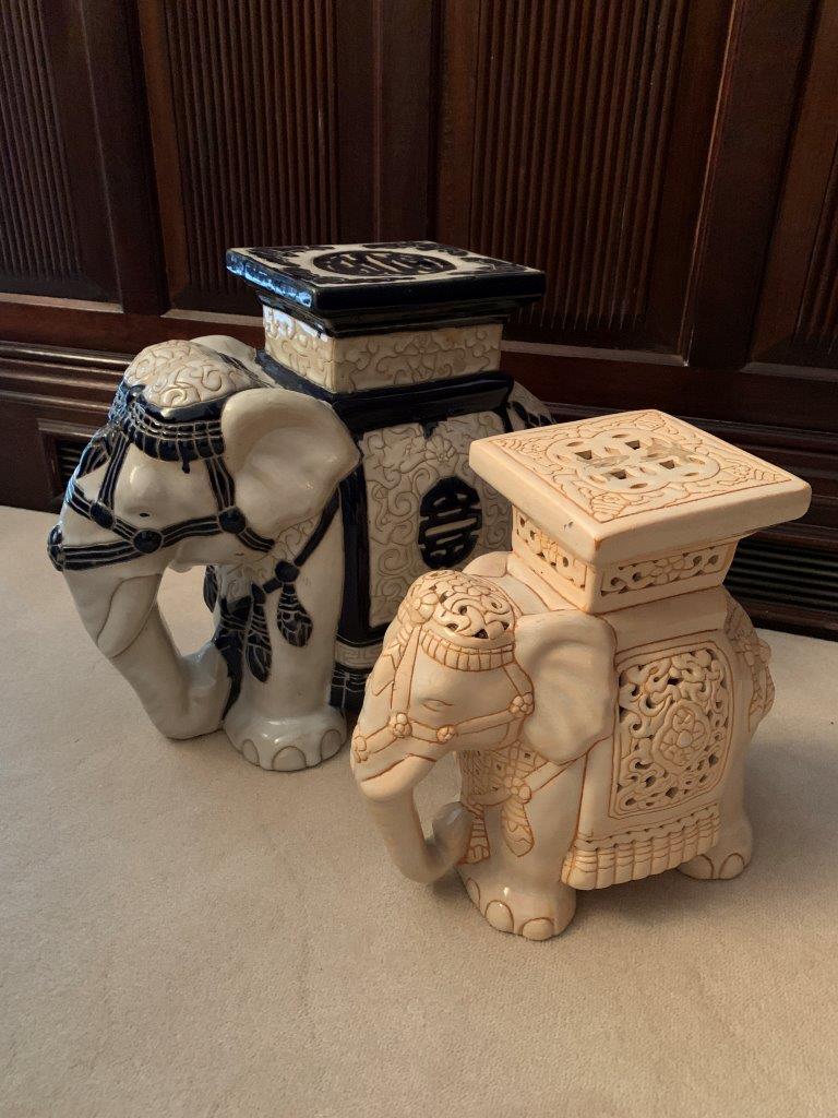 Two Elephant ceramic stools