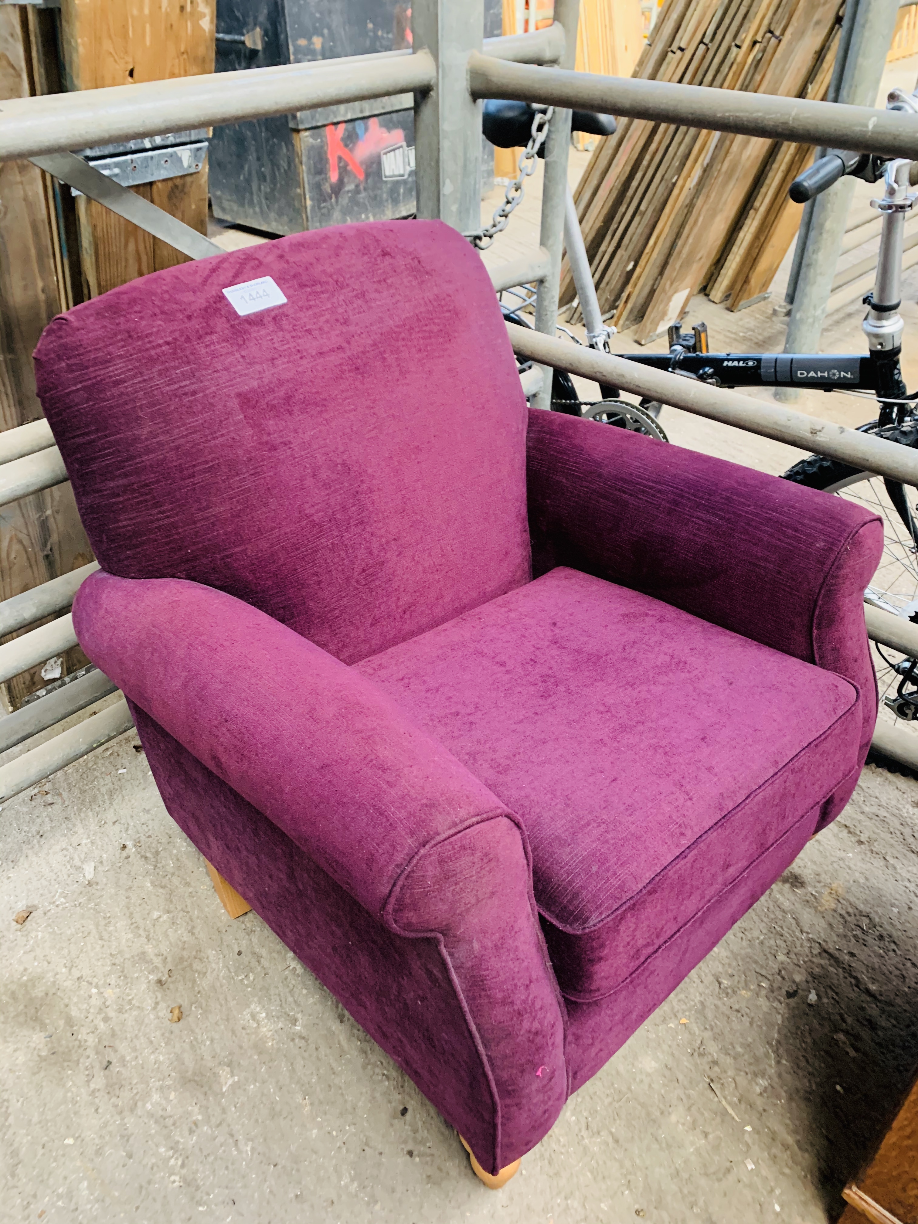 Purple armchair from Next.
