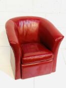 Red leather tub chair