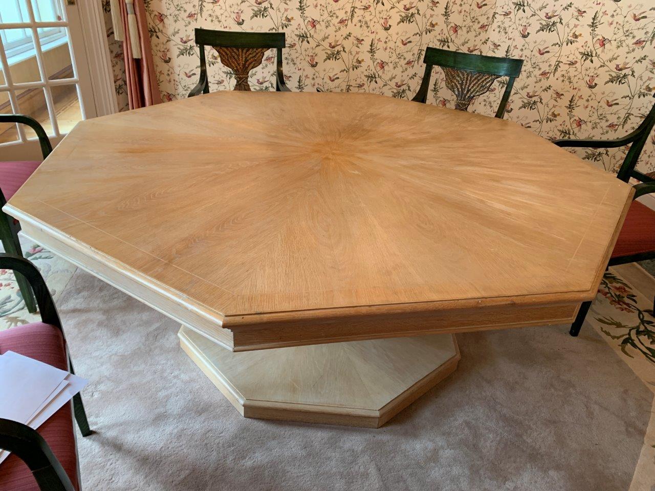 Large limed oak octagonal table