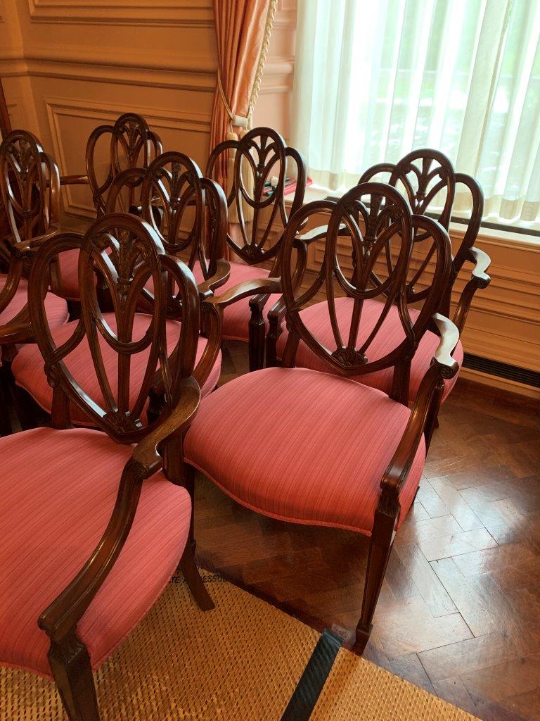 Set of 8 mahogany dining elbow chairs - Image 2 of 7