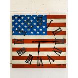 Battery powered wall mounted Stars and Stripes clock