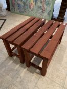 Three teak benches