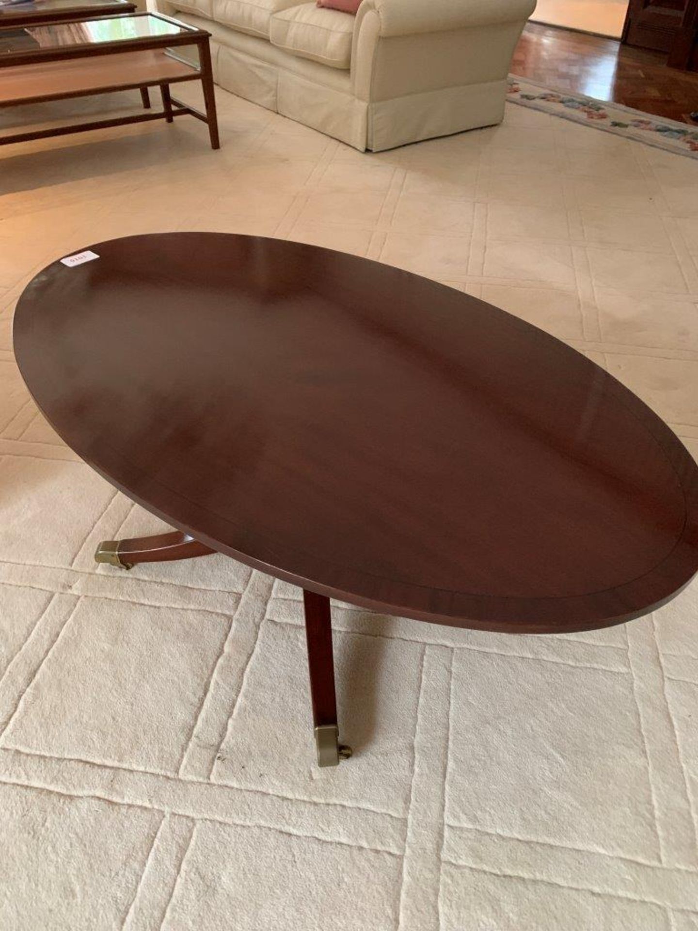 Mahogany oval top coffee table - Image 4 of 4