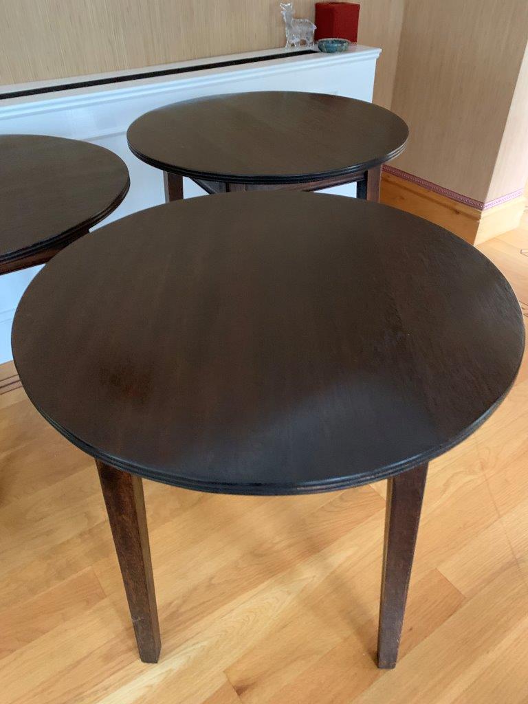 Three circular occasional tables on 4 block legs - Image 3 of 5