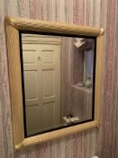 Gilt wood framed bevelled edge wall mirror