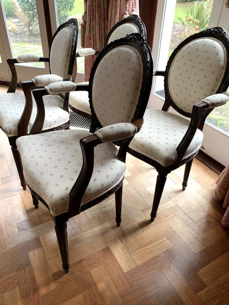Set of four carved and upholstered elbow chairs - Image 3 of 4