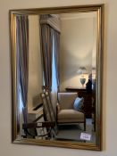 Gilt framed bevelled edge wall mirror