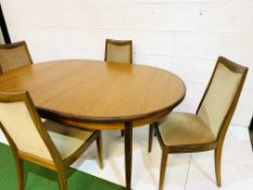 G-plan teak extendable table with four G-plan chairs