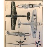 Two framed and glazed watercolours of German WW2 aircraft