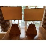 Pair of burr walnut effect table lamps