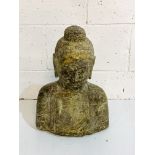 Carved stone bust of a Buddha