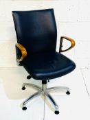 Blue and chrome height adjustable office chair