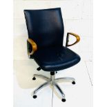 Blue and chrome height adjustable office chair