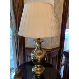 Two brass urn shaped table lamps