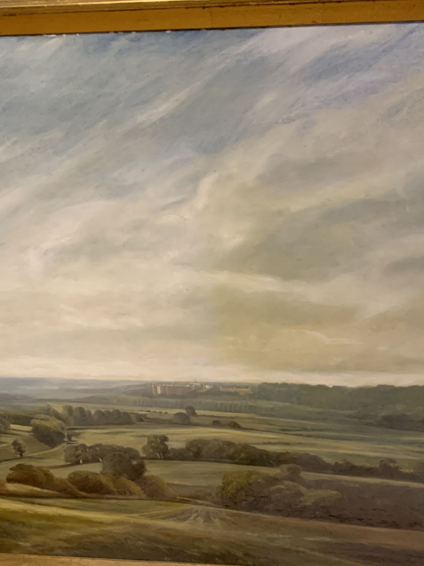 Oil on canvas panorama with Windsor Castle in the distance, signed Christopher Baker 1984 - Image 3 of 3