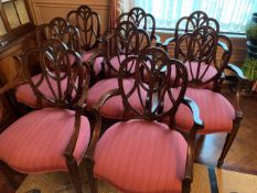 Set of 8 mahogany dining elbow chairs