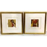 Pair of framed and glazed mixed media paintings by Birgit Berber de Boer