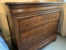 Two mahogany French style chests of three drawers