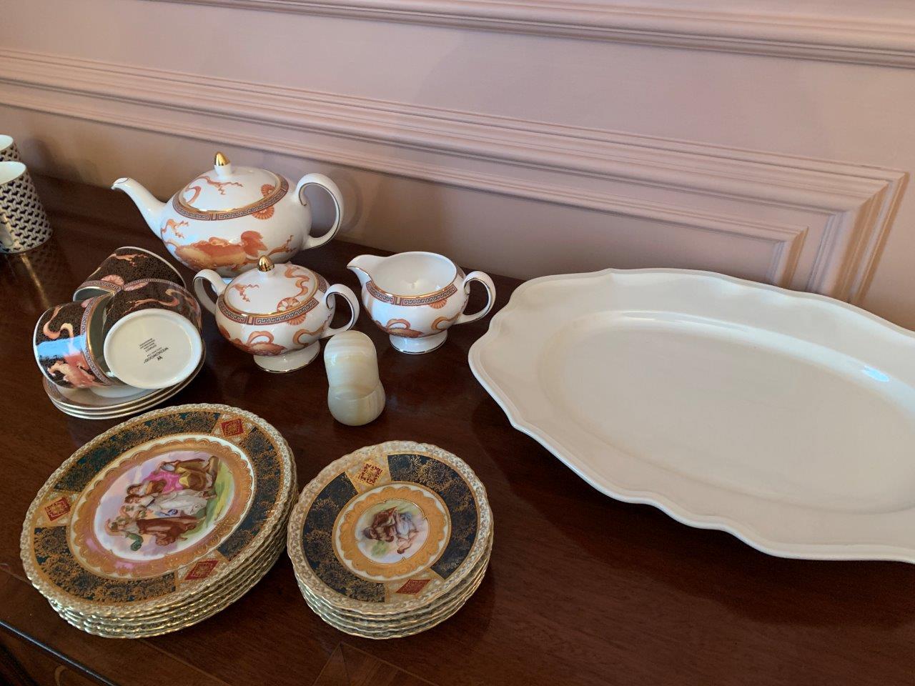 Part Wedgwood 'Dynasty' tea set; Tiffany & Co. 'Mirage' side plates and cups; and other.