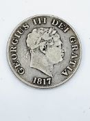 George III silver half crown, 1817.